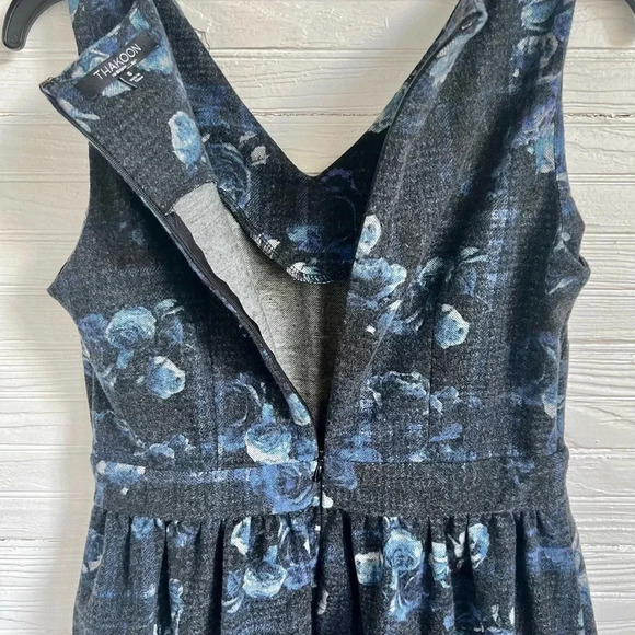 THAKOON by Design Nation Blue Plaid Floral Print Sleeveless Dress Size 6 - Picture 5 of 13